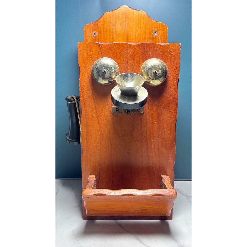 Vintage Wooden Wall Telephone Cabinet Decorative Storage Box Rustic Farmhouse
